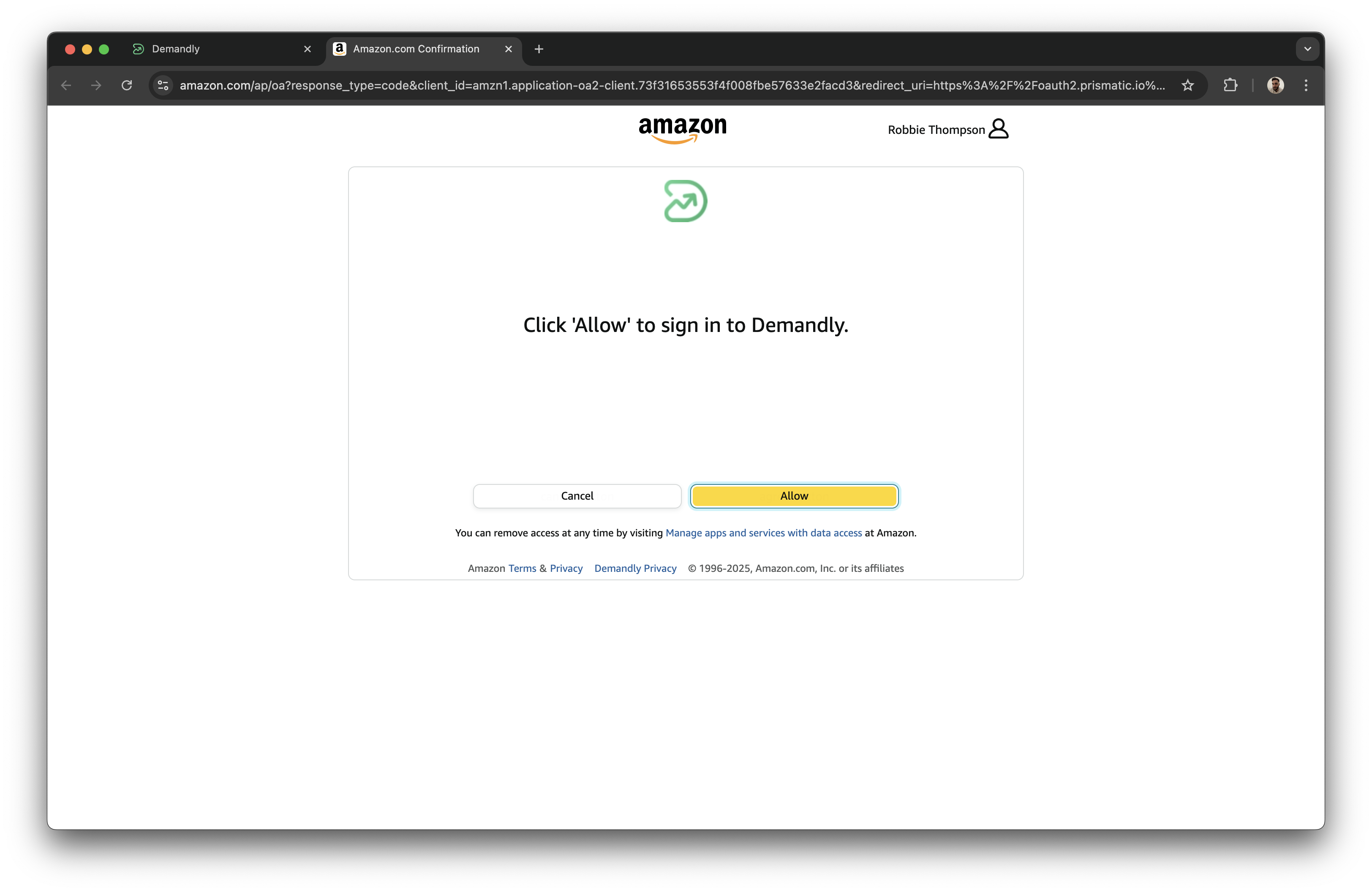 Amazon Ads integration tile in Demandly