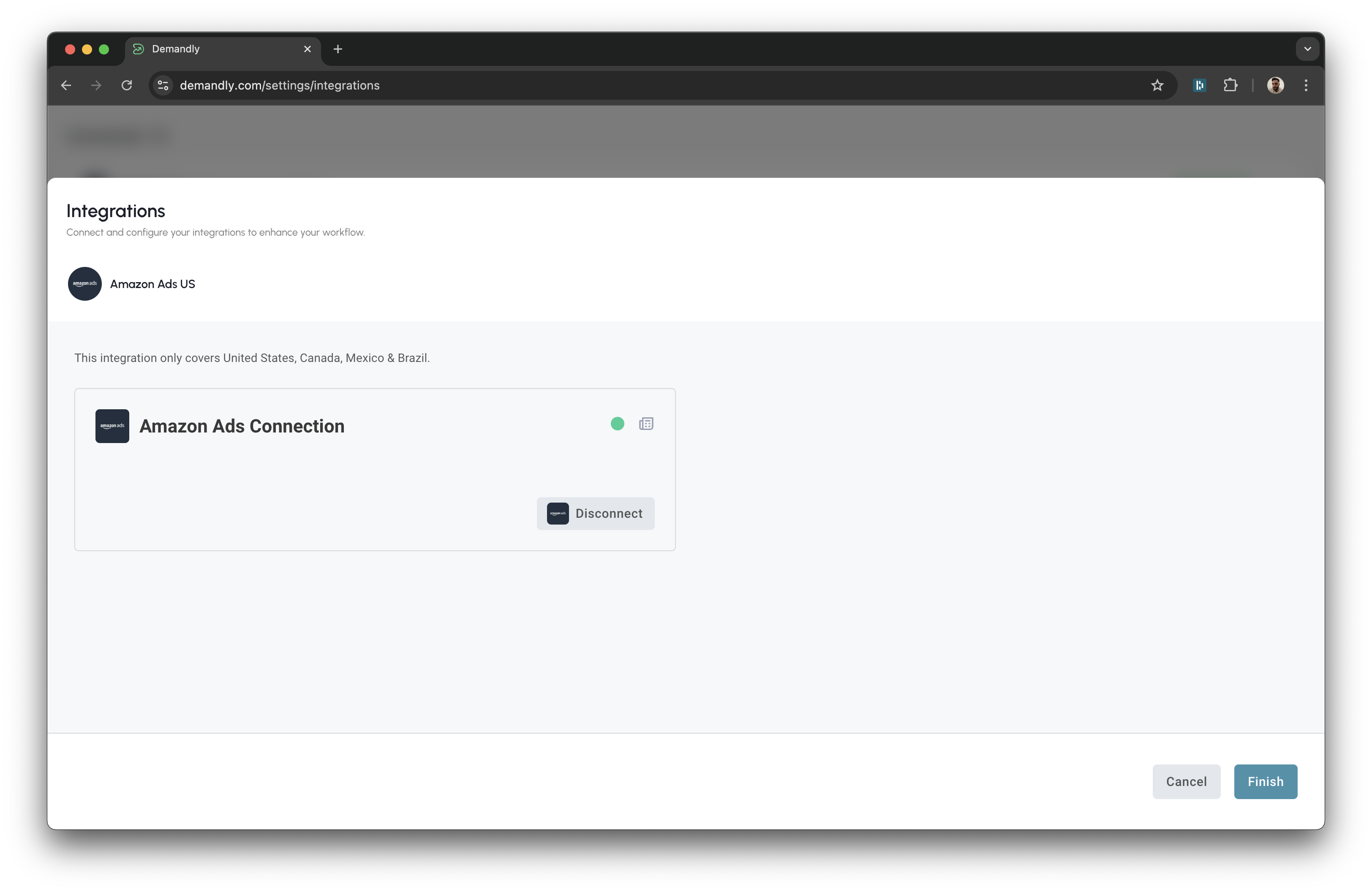 Amazon Ads integration setup completion