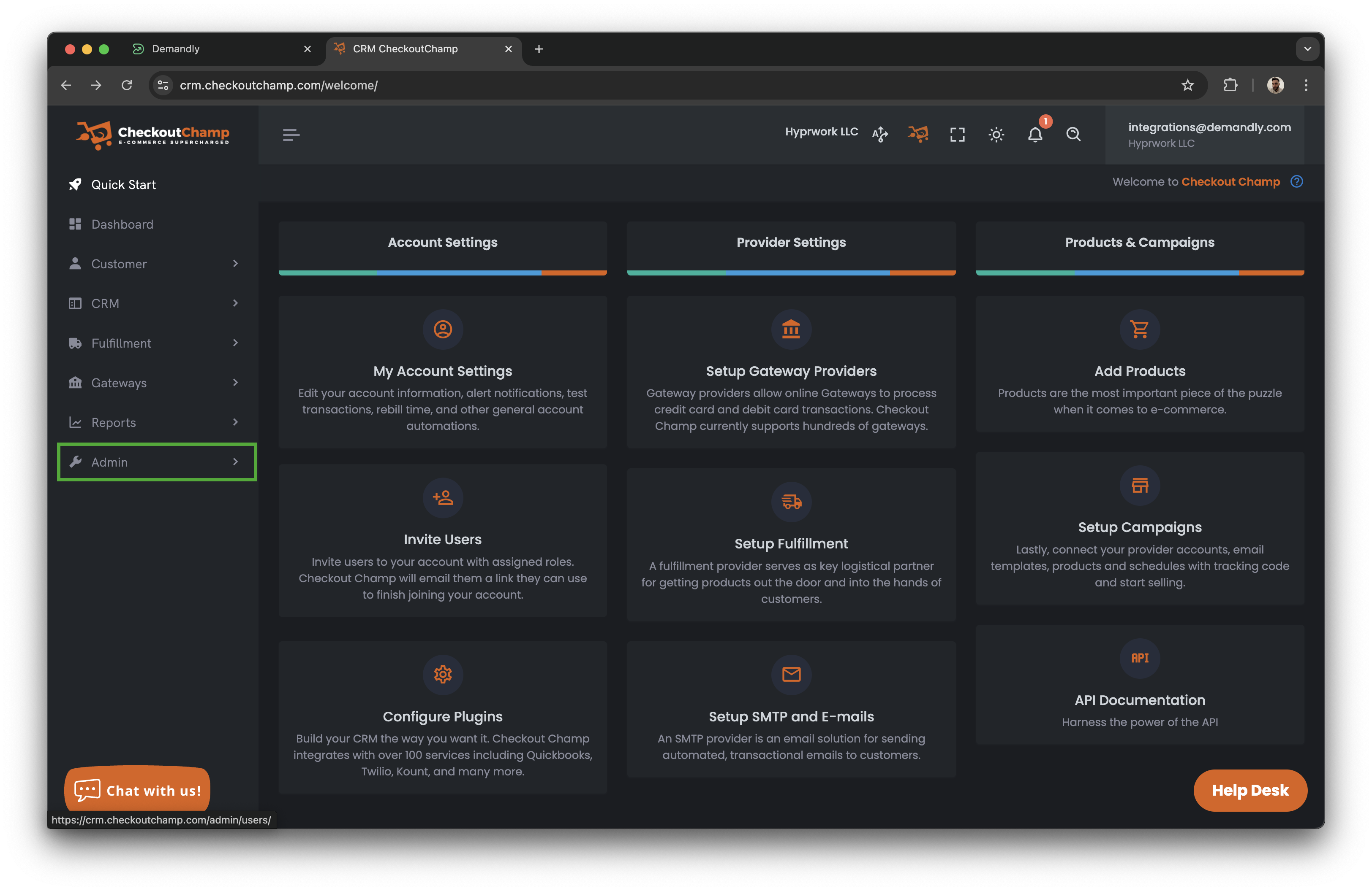 Checkout Champ login screen