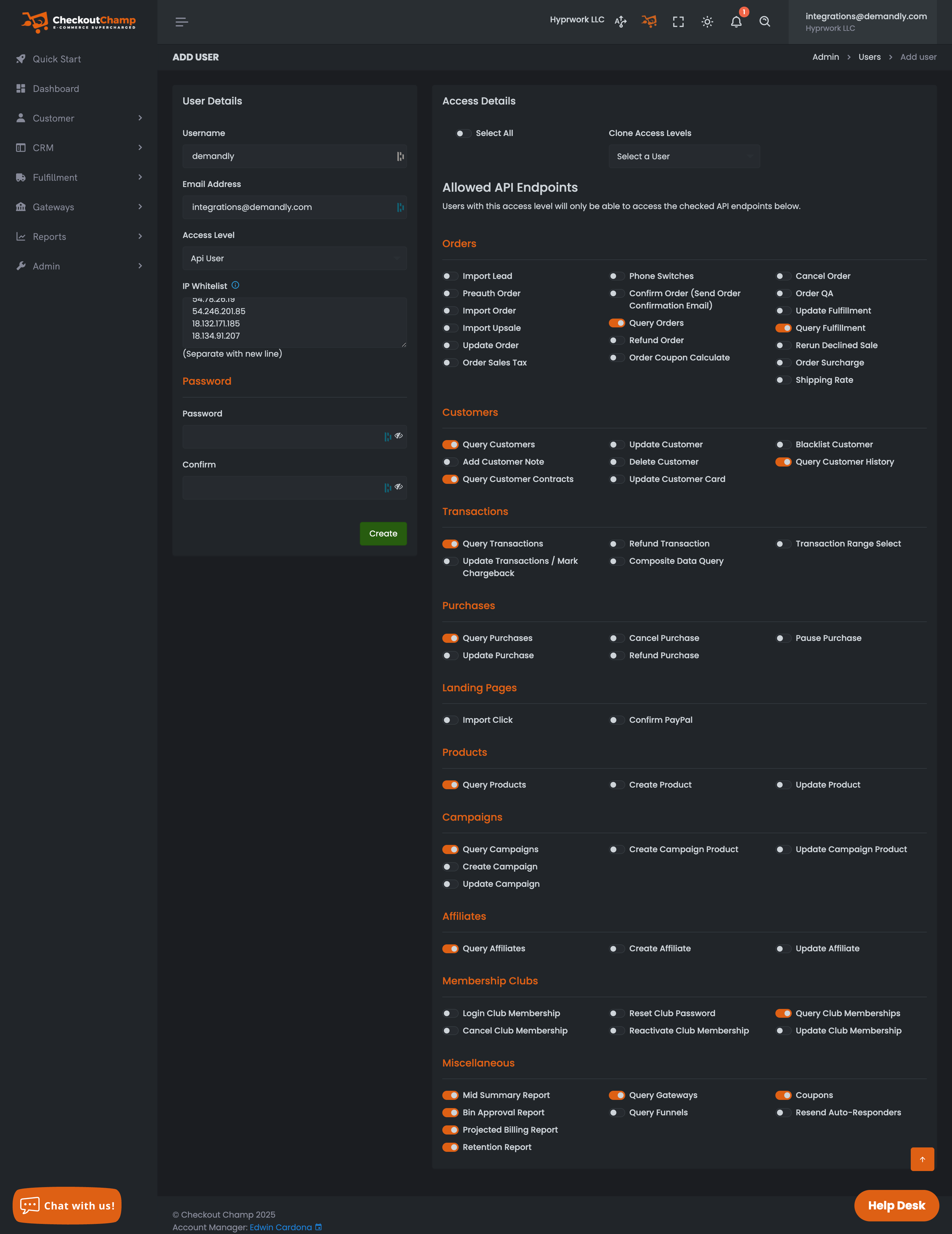 Checkout Champ user details