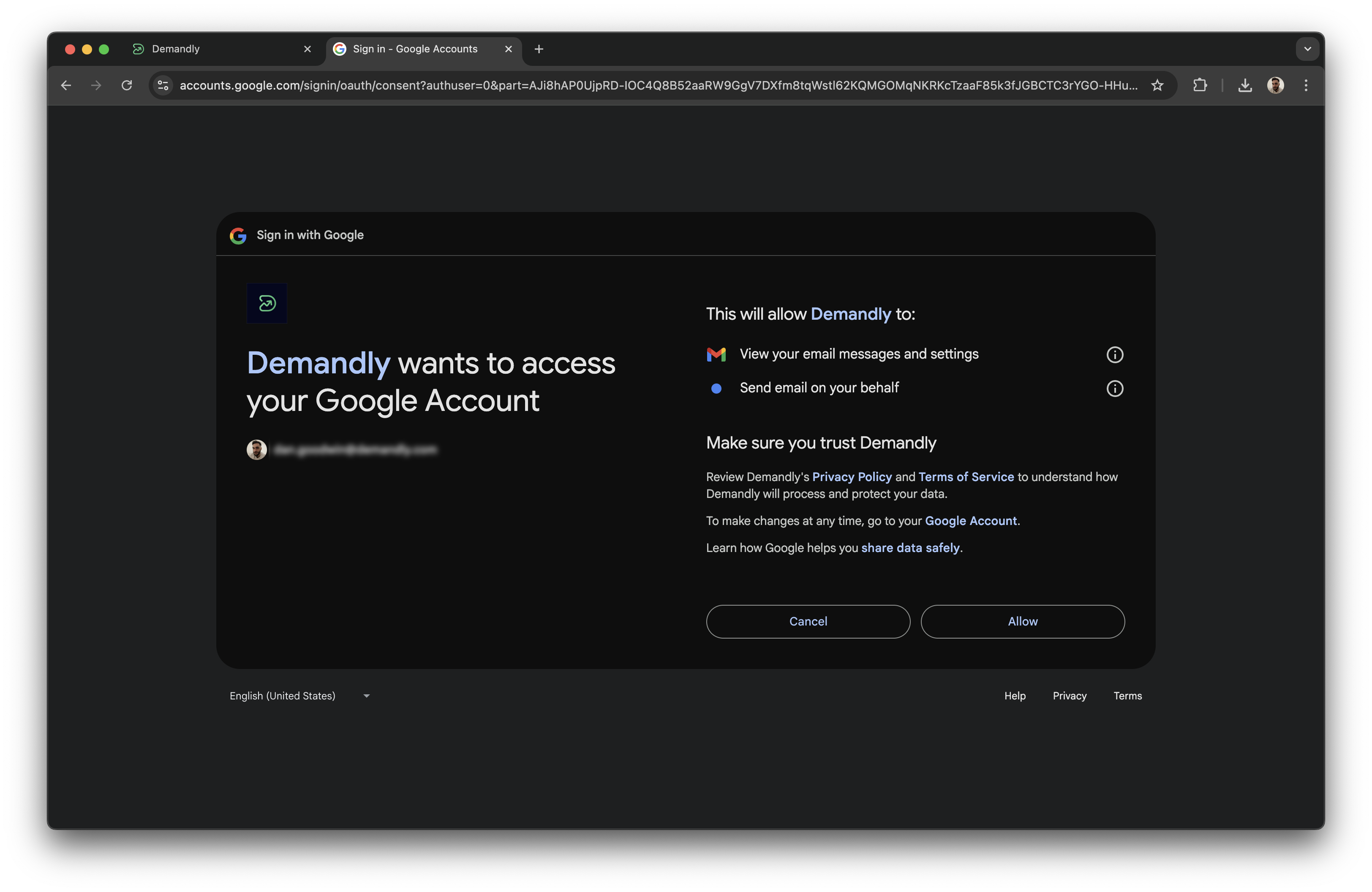 Gmail permissions approval