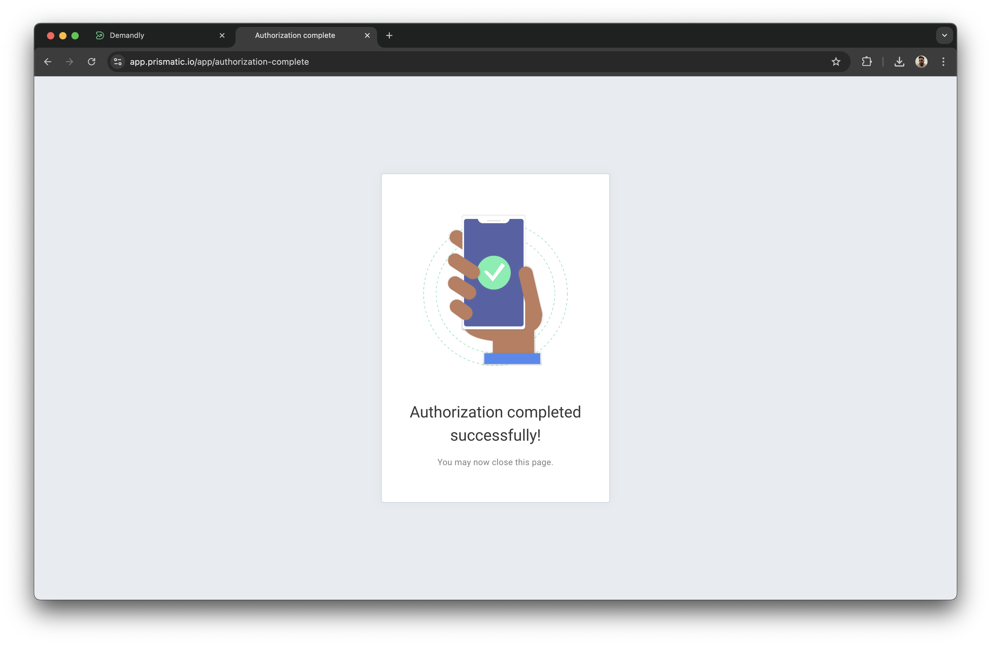 Gmail authorization completion