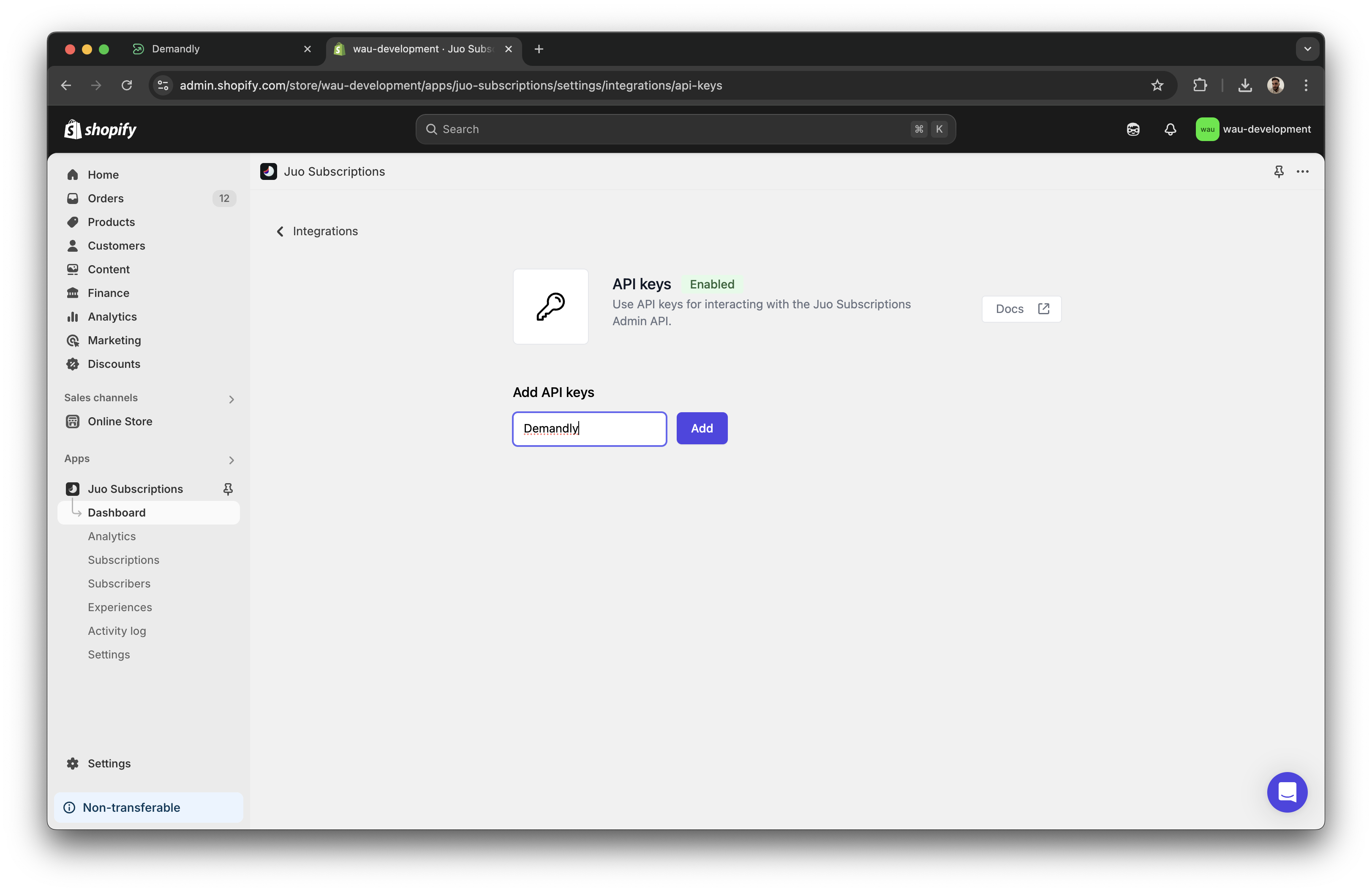 Juo generate API key