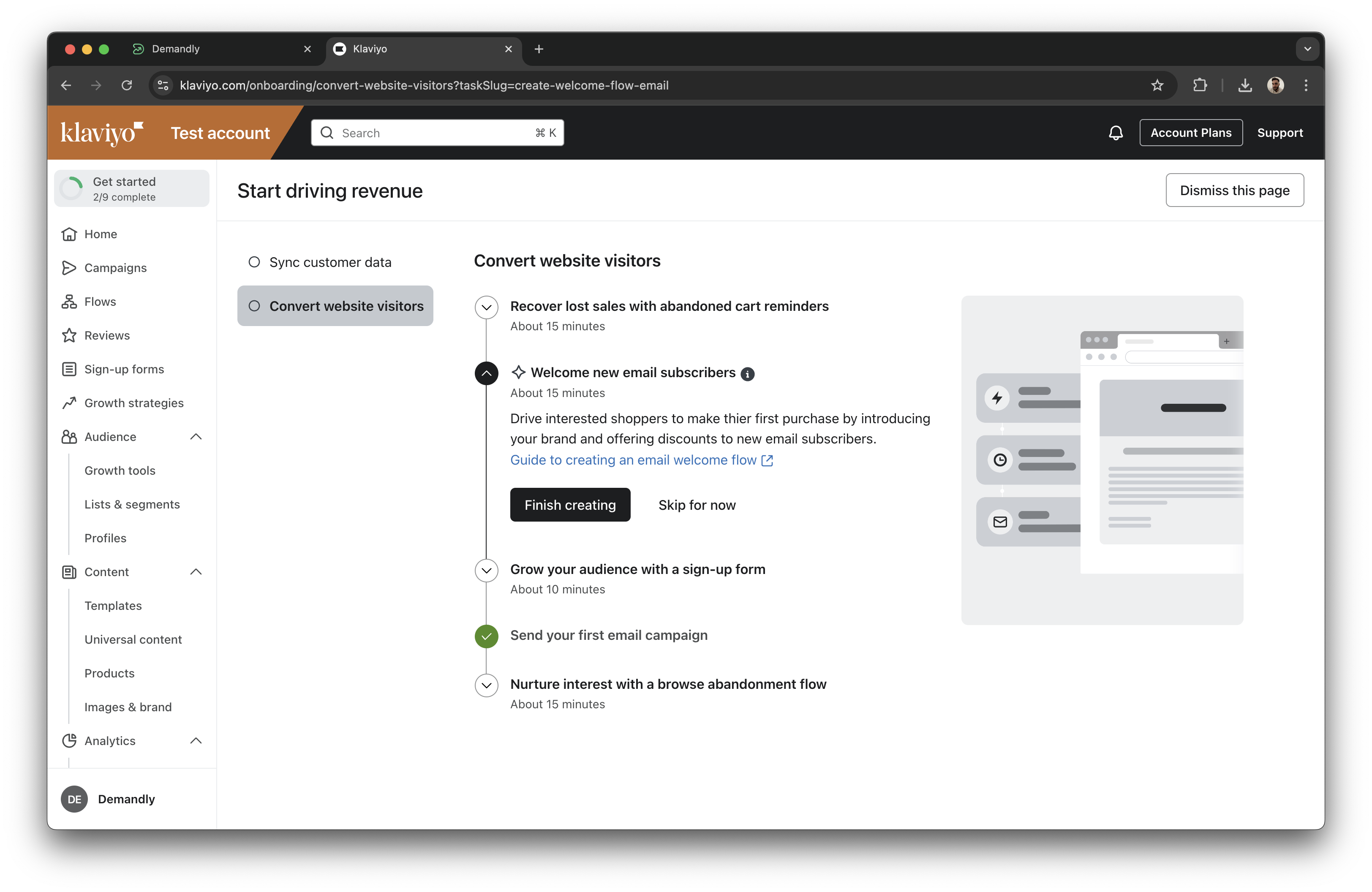 Klaviyo business selection