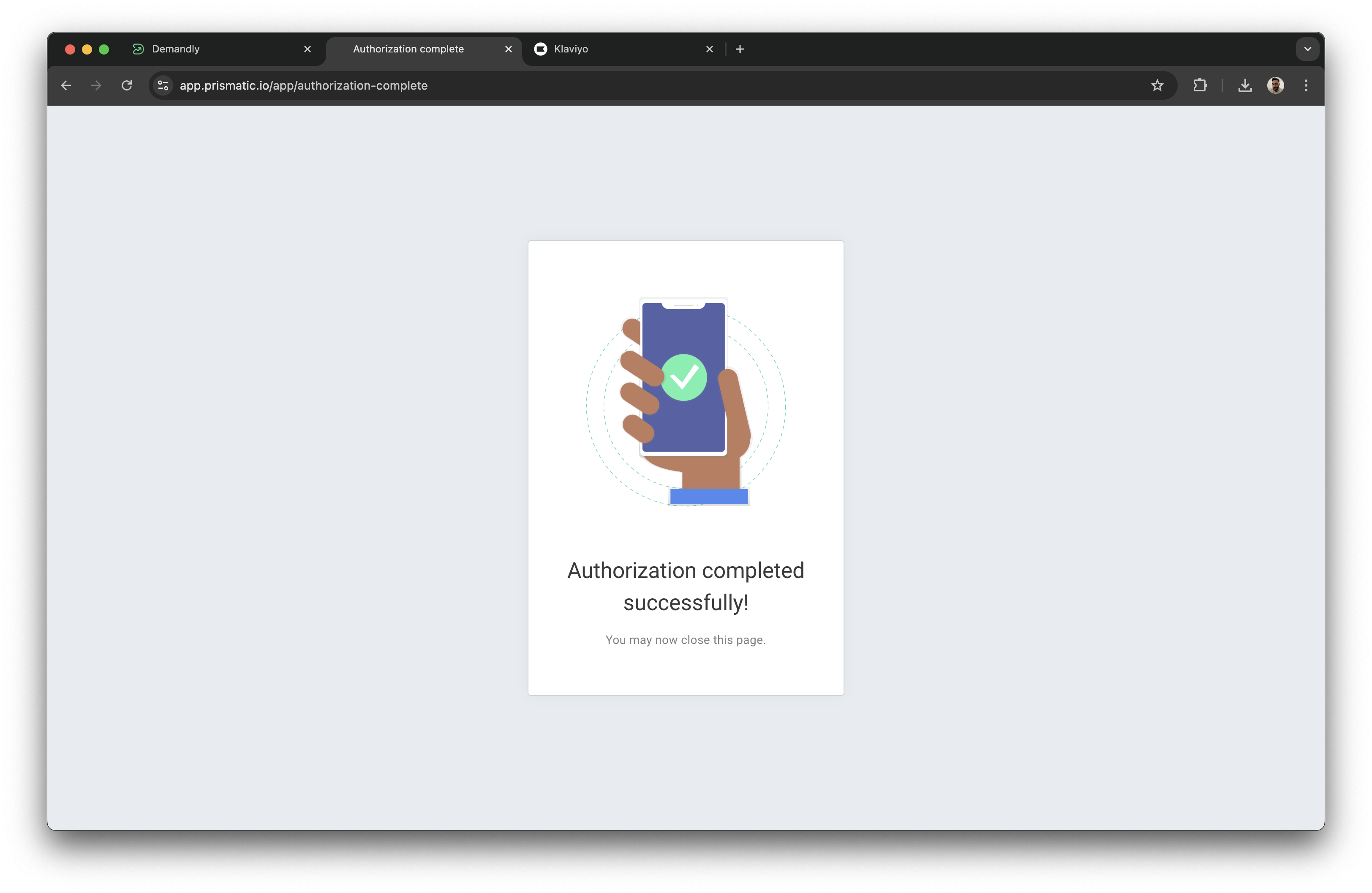 Klaviyo authorization completion