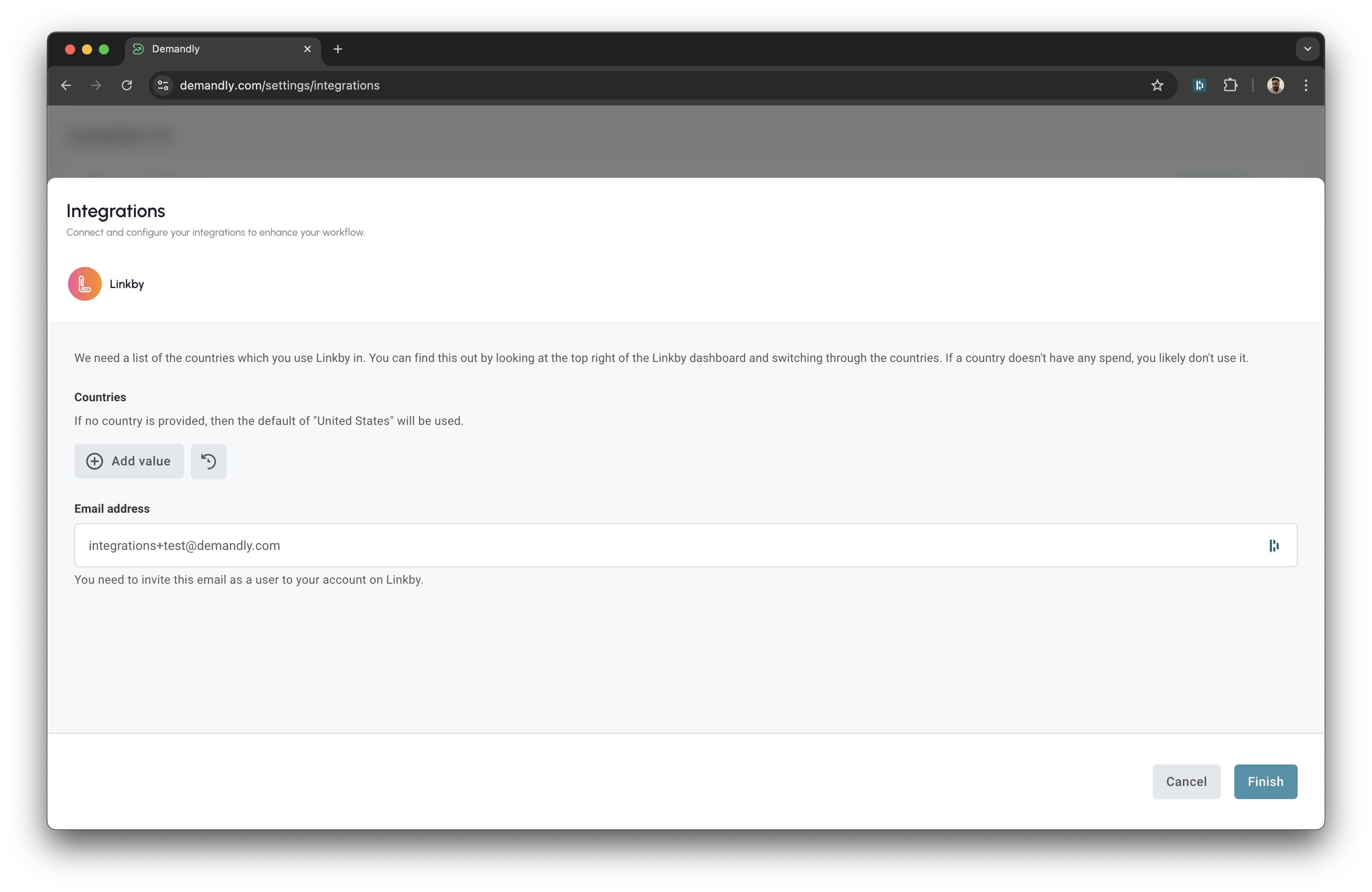 Linkby authentication screen