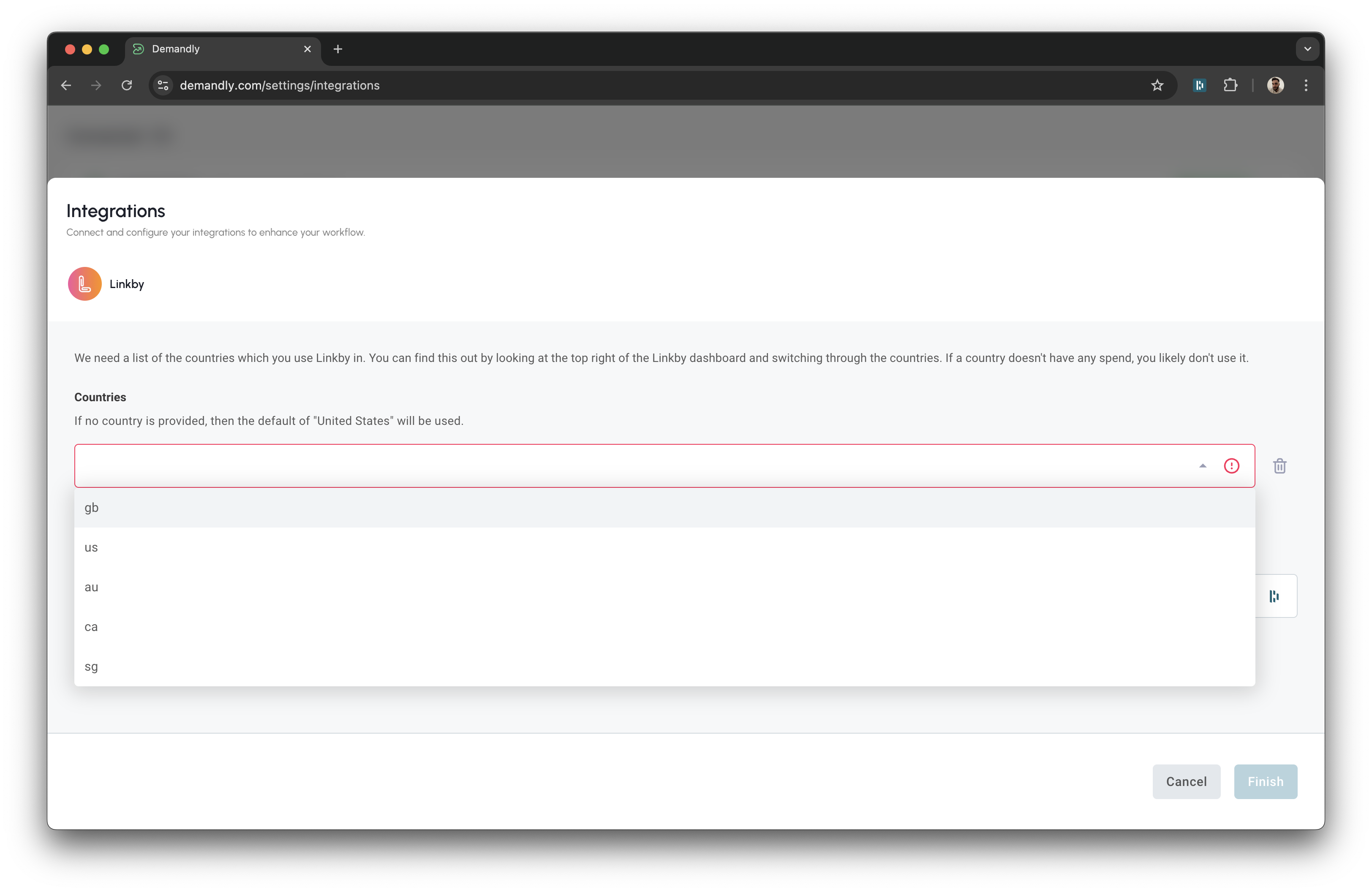 Linkby country selection