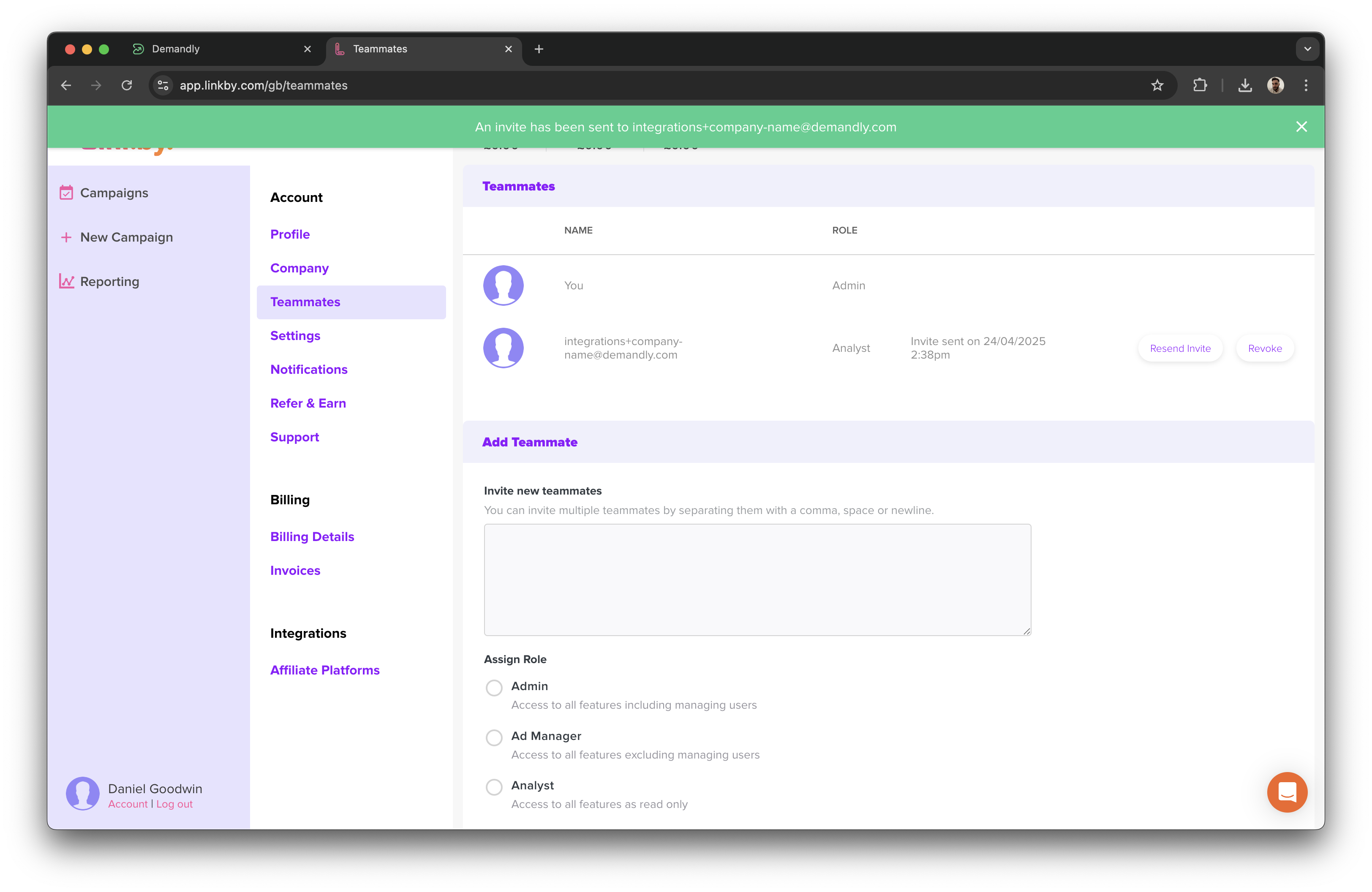 Linkby integration verification