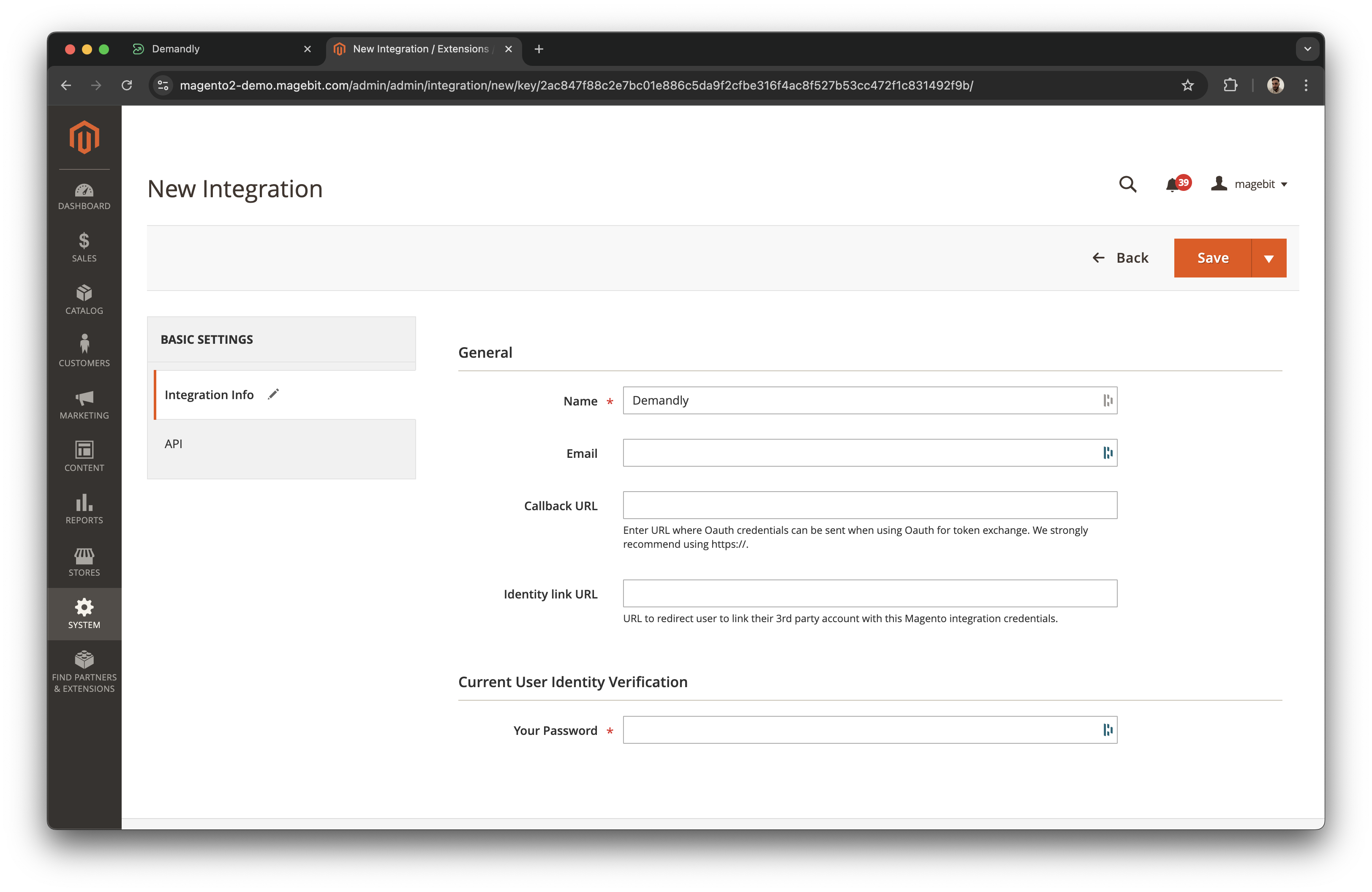 Magento details form
