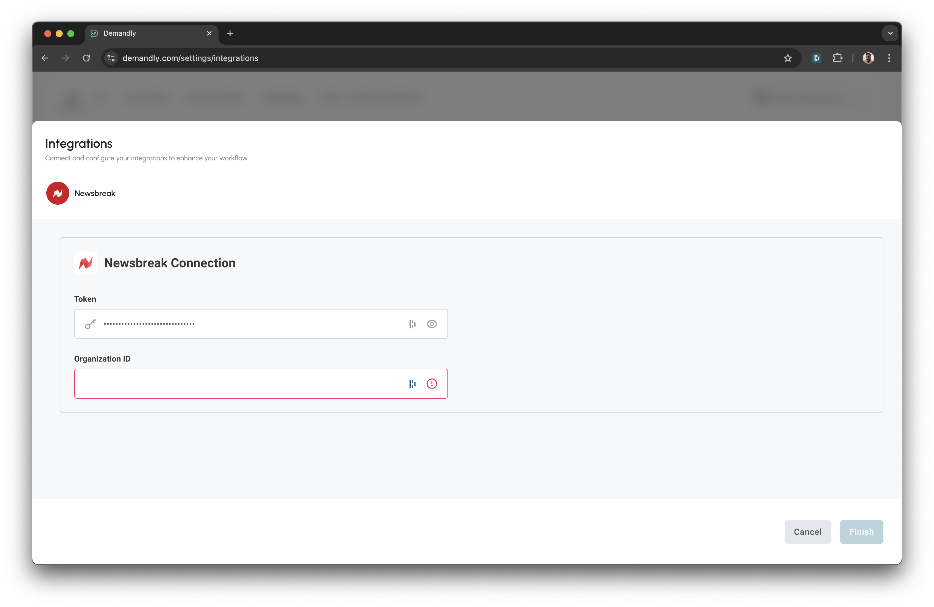 Newsbreak token input