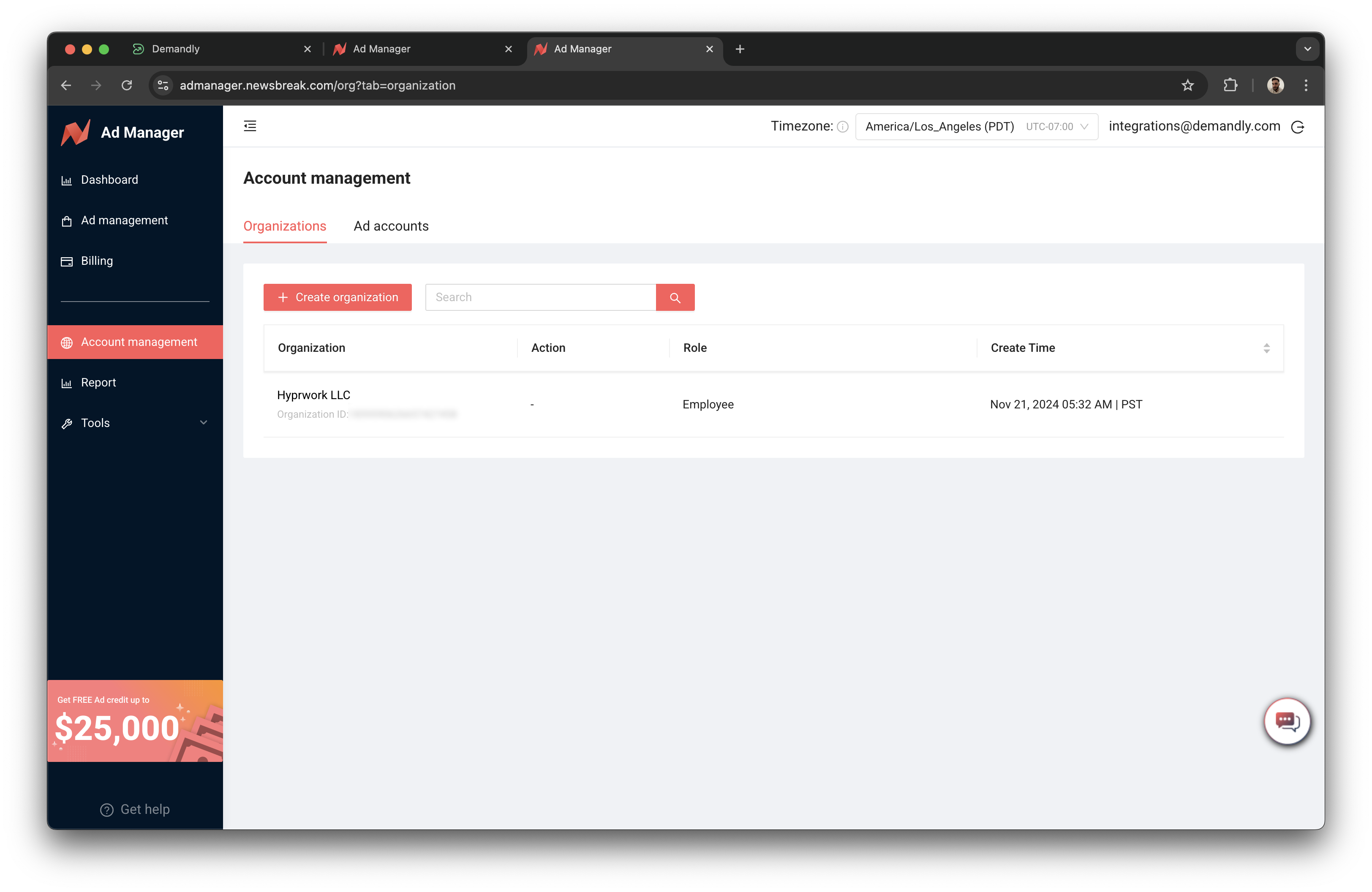 Newsbreak organisation ID
