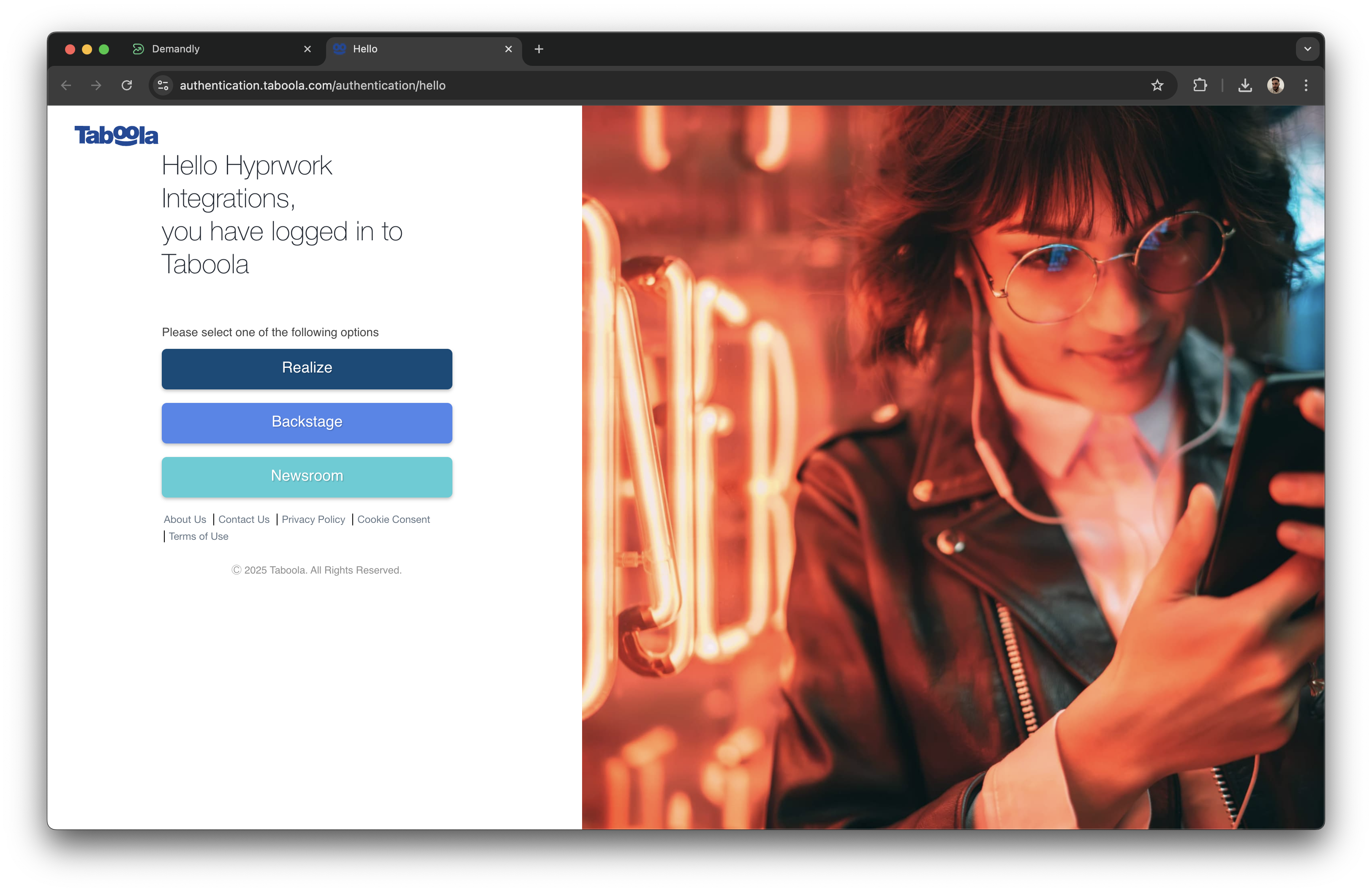 Taboola key generation