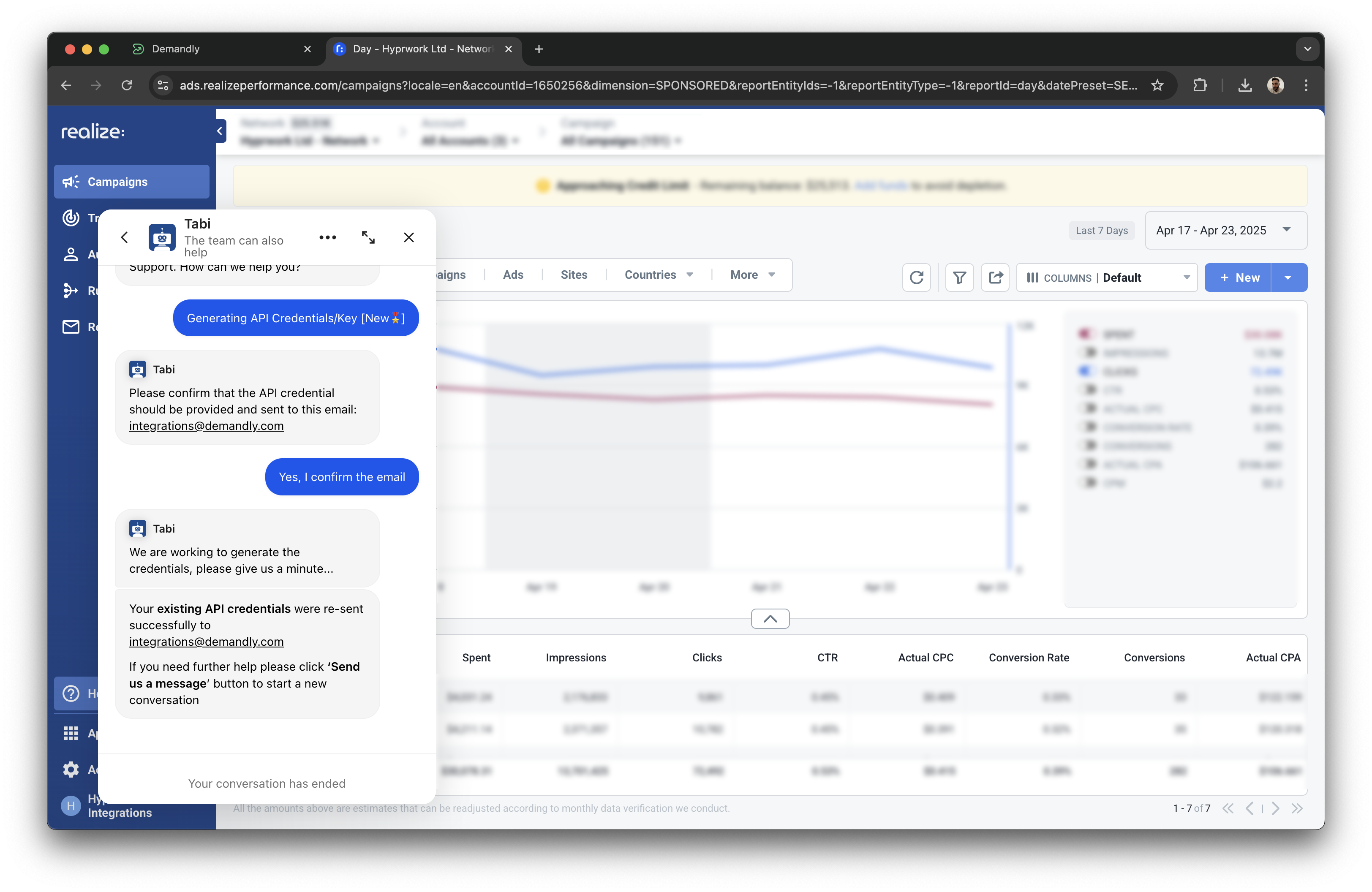 Taboola key generation