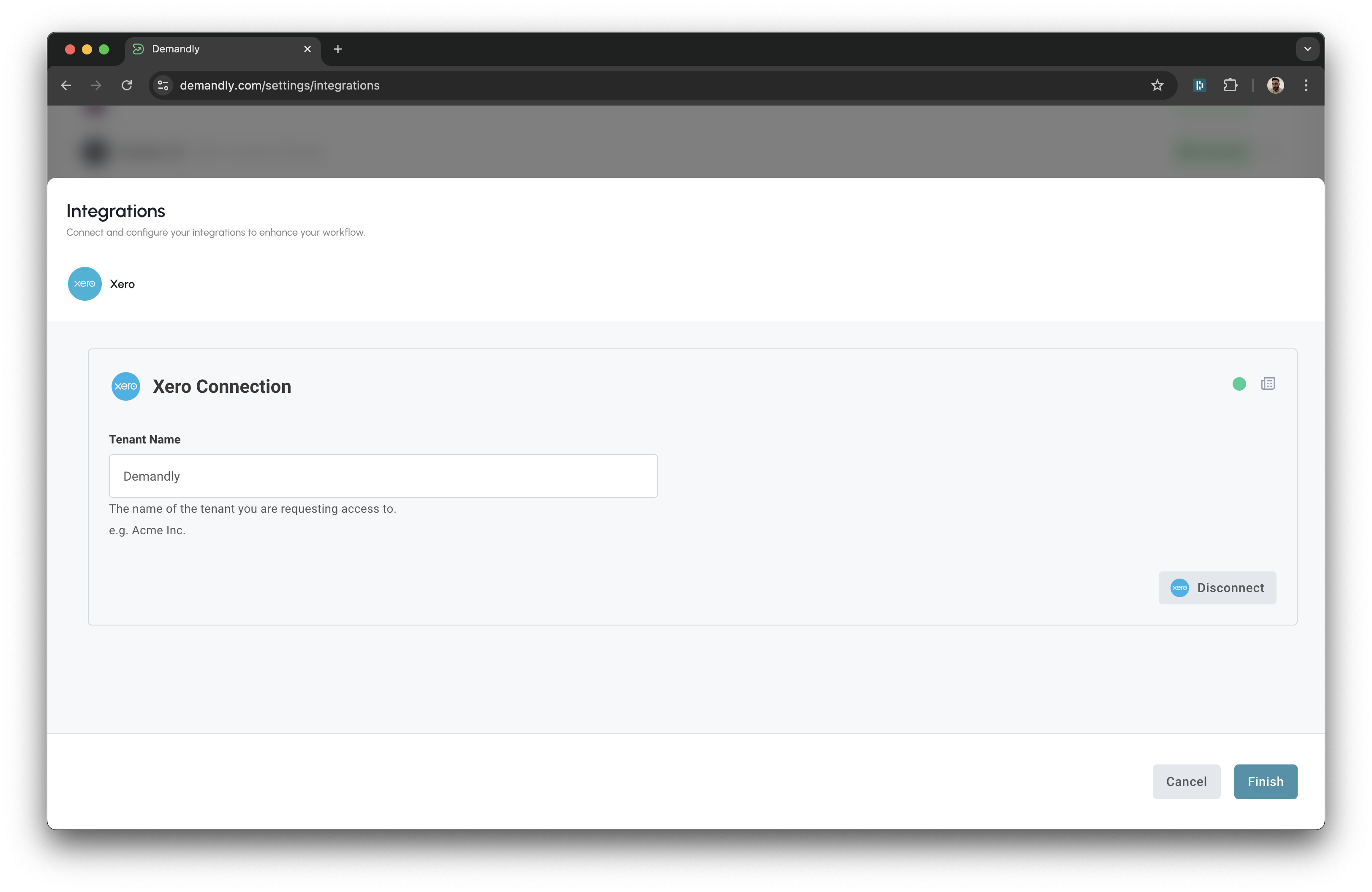 Xero finish integration